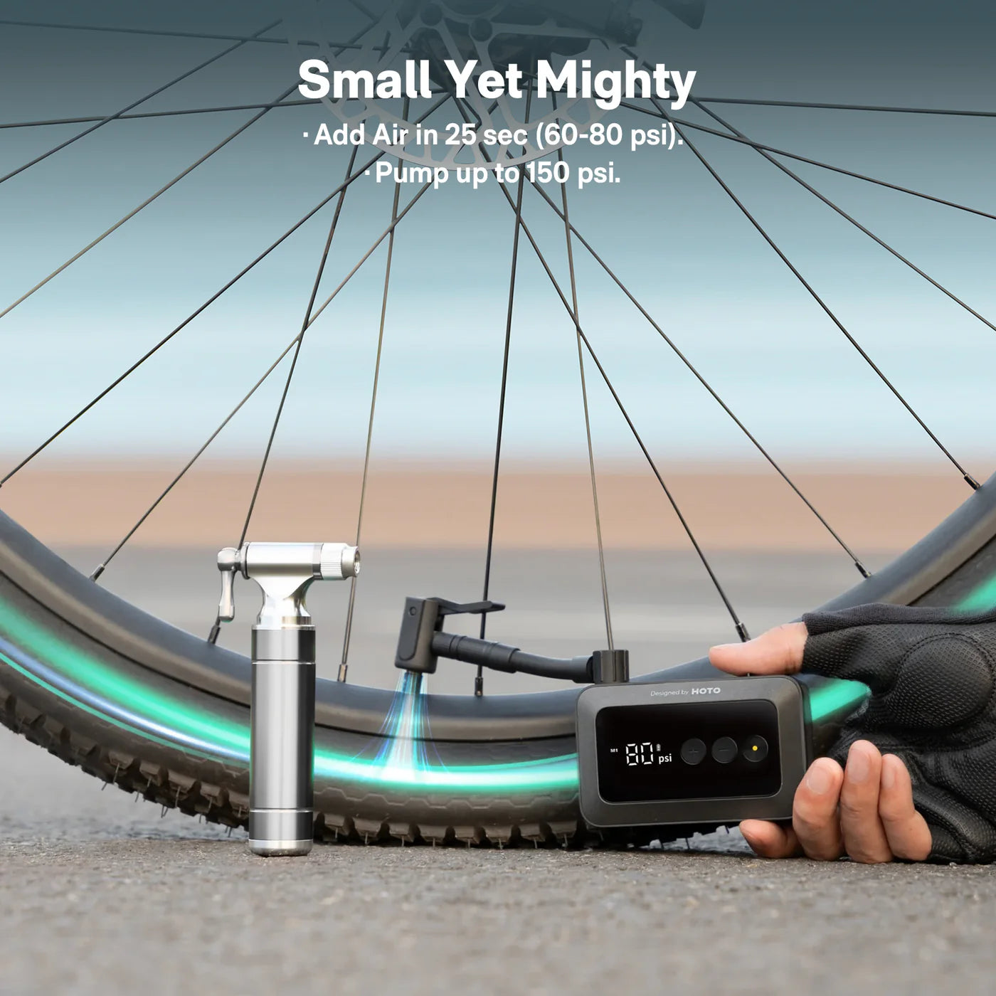 HOTO Air Pump Pocket inflating car tyre at home for quick maintenance