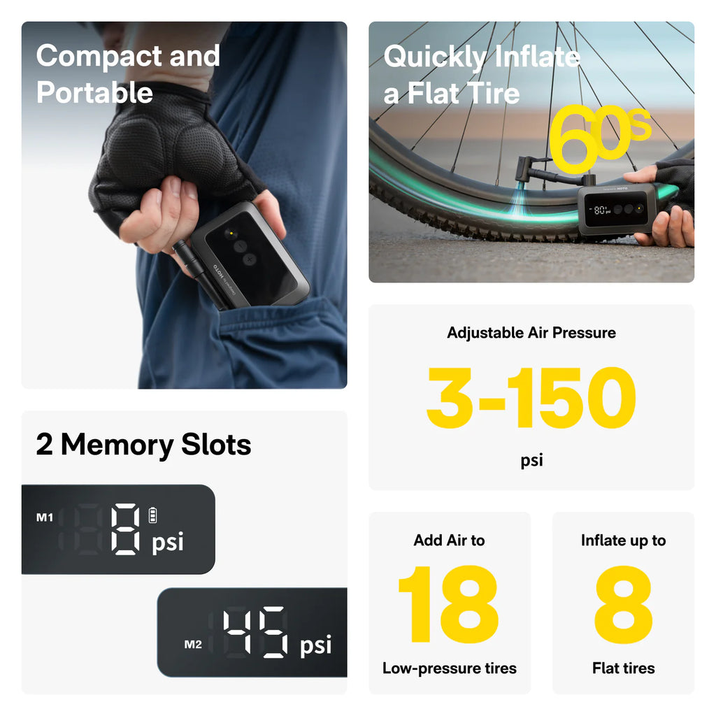 Lightweight HOTO Air Pump Pocket air pump for travel and car storage